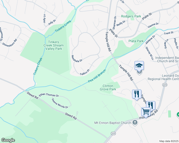 map of restaurants, bars, coffee shops, grocery stores, and more near 9405 Tellico Place in Clinton