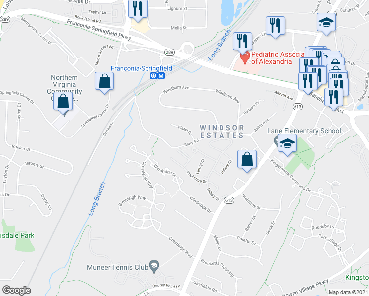 map of restaurants, bars, coffee shops, grocery stores, and more near 6426 Patience Court in Alexandria