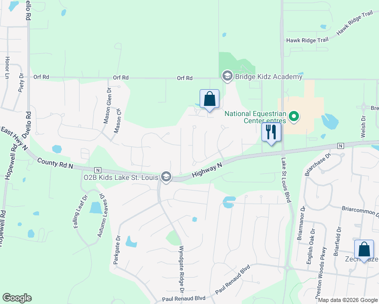 map of restaurants, bars, coffee shops, grocery stores, and more near 8084 Glen Arbor Drive in O'Fallon