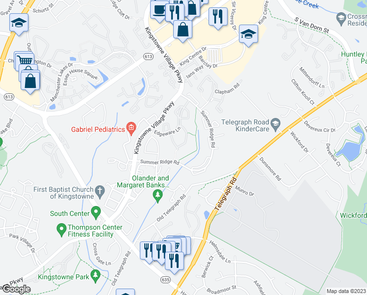 map of restaurants, bars, coffee shops, grocery stores, and more near 6016 Stoddard Court in Alexandria