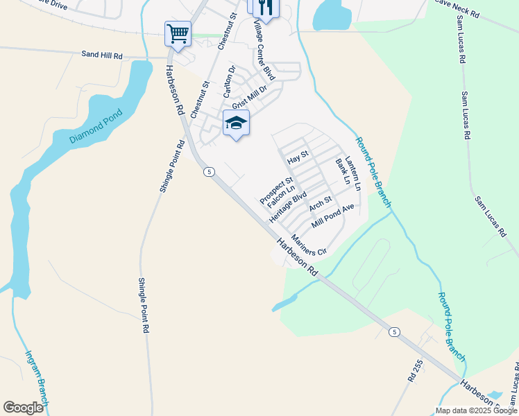 map of restaurants, bars, coffee shops, grocery stores, and more near 101 Heritage Boulevard in Milton