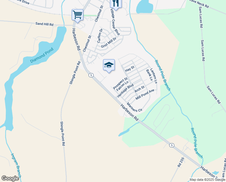 map of restaurants, bars, coffee shops, grocery stores, and more near 205 Mariners Circle in Milton