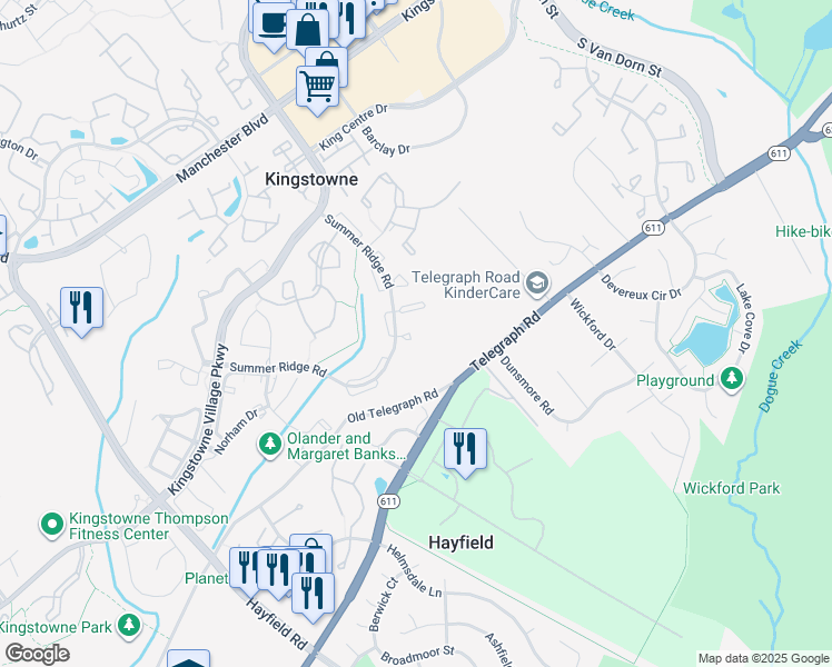map of restaurants, bars, coffee shops, grocery stores, and more near 5304 Ridley Court in Alexandria