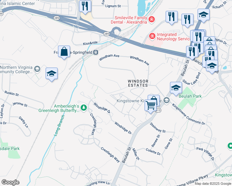 map of restaurants, bars, coffee shops, grocery stores, and more near 6420 Patience Court in Alexandria