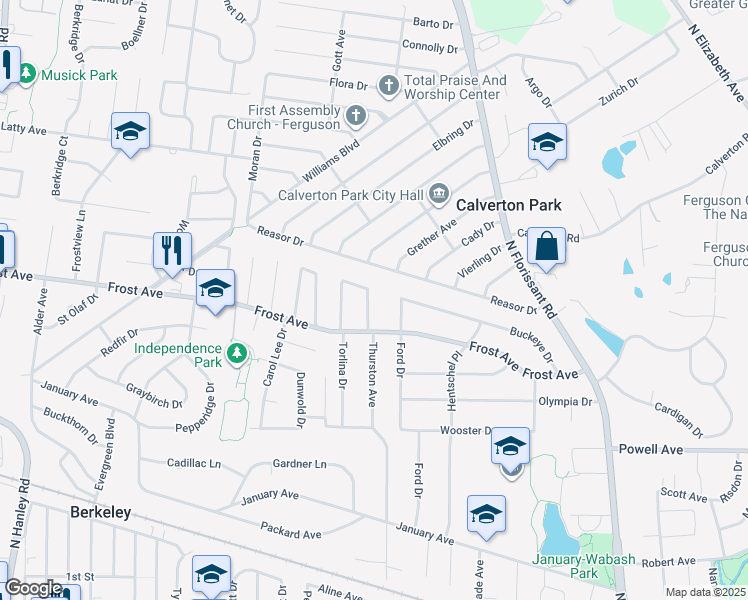 map of restaurants, bars, coffee shops, grocery stores, and more near 6840 Thurston Avenue in Berkeley
