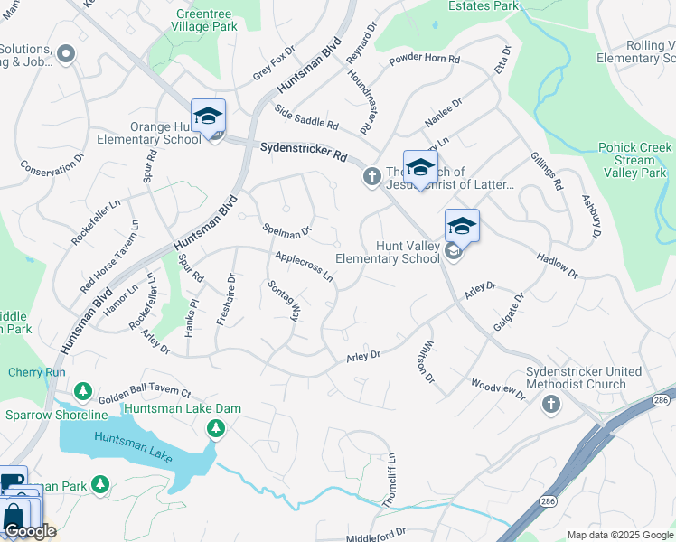 map of restaurants, bars, coffee shops, grocery stores, and more near 7101 Plandome Court in Springfield
