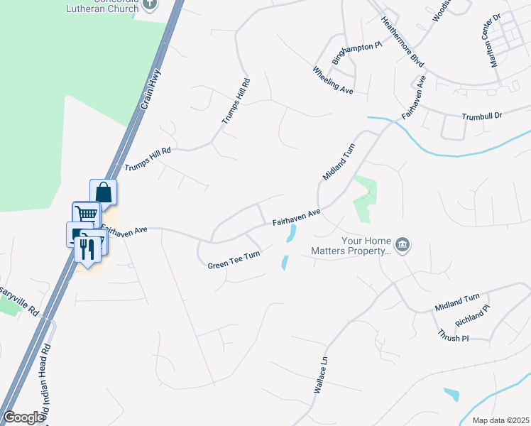 map of restaurants, bars, coffee shops, grocery stores, and more near 9302 Berrybrook Place in Upper Marlboro
