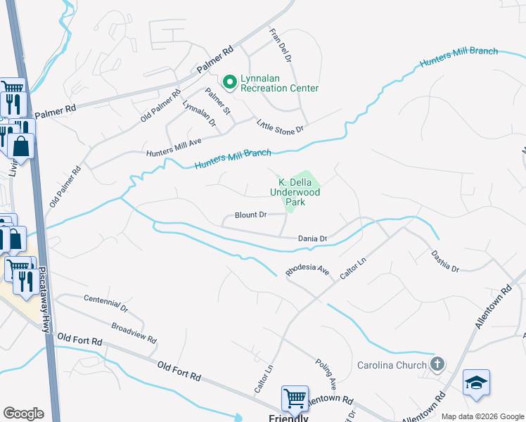 map of restaurants, bars, coffee shops, grocery stores, and more near 1720 Blount Drive in Fort Washington