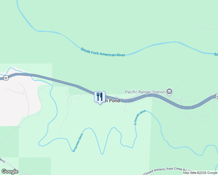map of restaurants, bars, coffee shops, grocery stores, and more near 2012 Outer Limits Lane in Pollock Pines