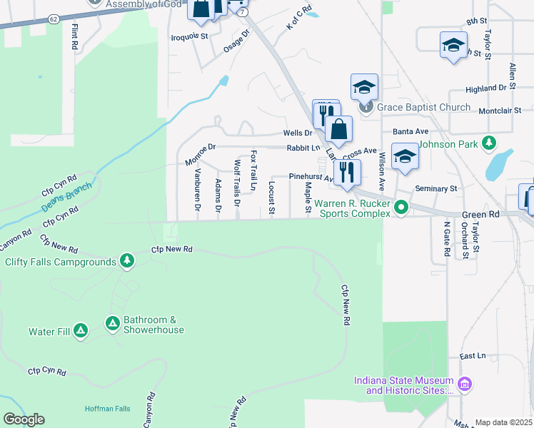 map of restaurants, bars, coffee shops, grocery stores, and more near 1206 Green Road in Madison