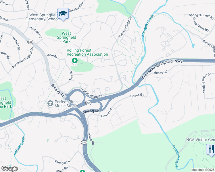 map of restaurants, bars, coffee shops, grocery stores, and more near 7702B Lexton Place in West Springfield