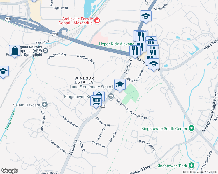 map of restaurants, bars, coffee shops, grocery stores, and more near 6310 Windsor Avenue in Alexandria