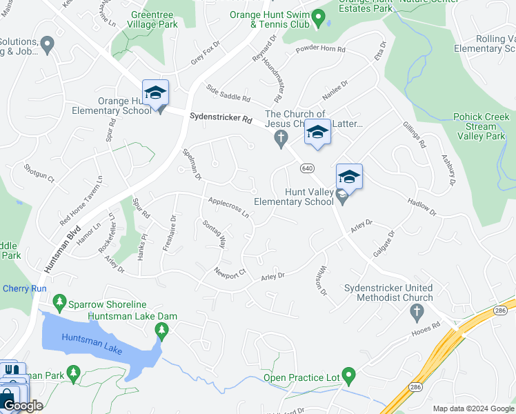 map of restaurants, bars, coffee shops, grocery stores, and more near 7100 Plandome Court in Springfield
