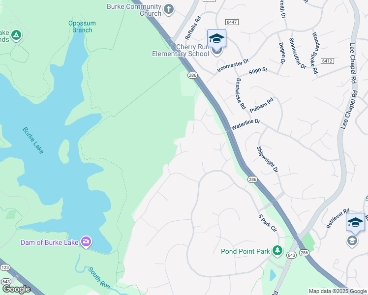 map of restaurants, bars, coffee shops, grocery stores, and more near 7106 Laketree Court in Fairfax Station