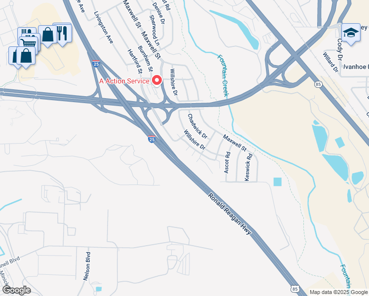map of restaurants, bars, coffee shops, grocery stores, and more near 4825 Hobkirks Point in Colorado Springs