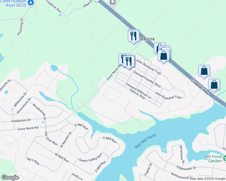 map of restaurants, bars, coffee shops, grocery stores, and more near 5 Nichole Drive in Milton