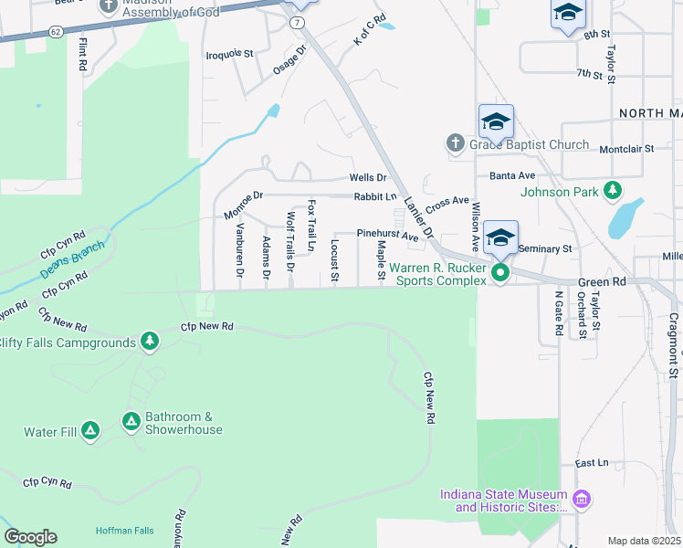 map of restaurants, bars, coffee shops, grocery stores, and more near 1206 Green Road in Madison