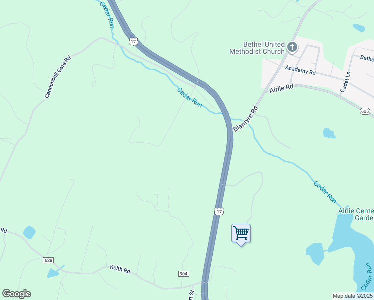 map of restaurants, bars, coffee shops, grocery stores, and more near 6509 Watery Mountain Road in Warrenton