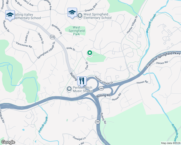 map of restaurants, bars, coffee shops, grocery stores, and more near 7907 Treeside Court in West Springfield