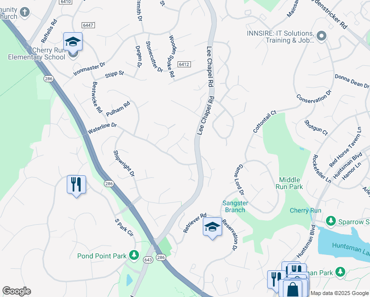 map of restaurants, bars, coffee shops, grocery stores, and more near 9508 Sailcloth Place in Burke