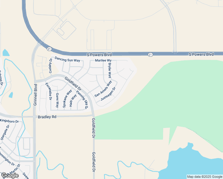map of restaurants, bars, coffee shops, grocery stores, and more near 4776 Justeagen Drive in Colorado Springs