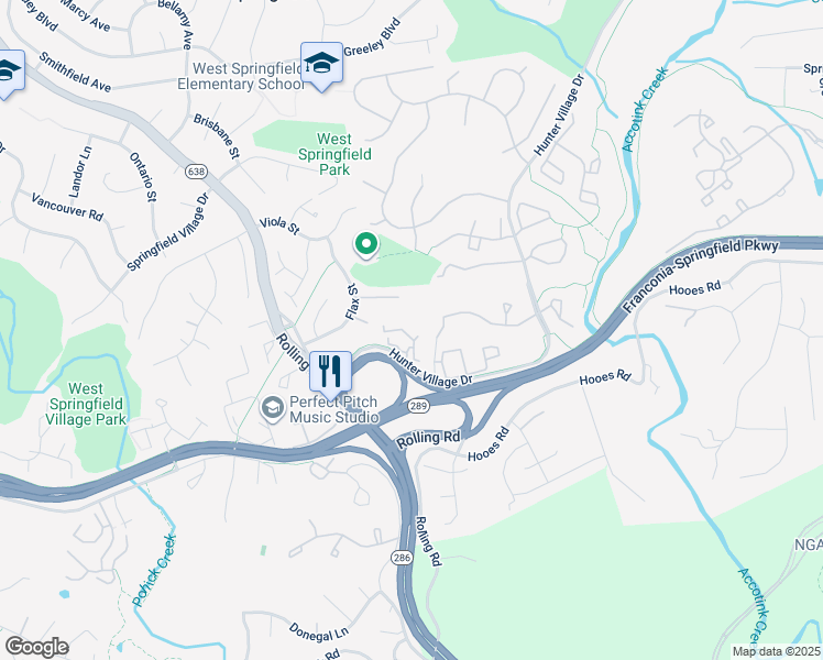map of restaurants, bars, coffee shops, grocery stores, and more near 7870 Rolling Woods Court in Springfield