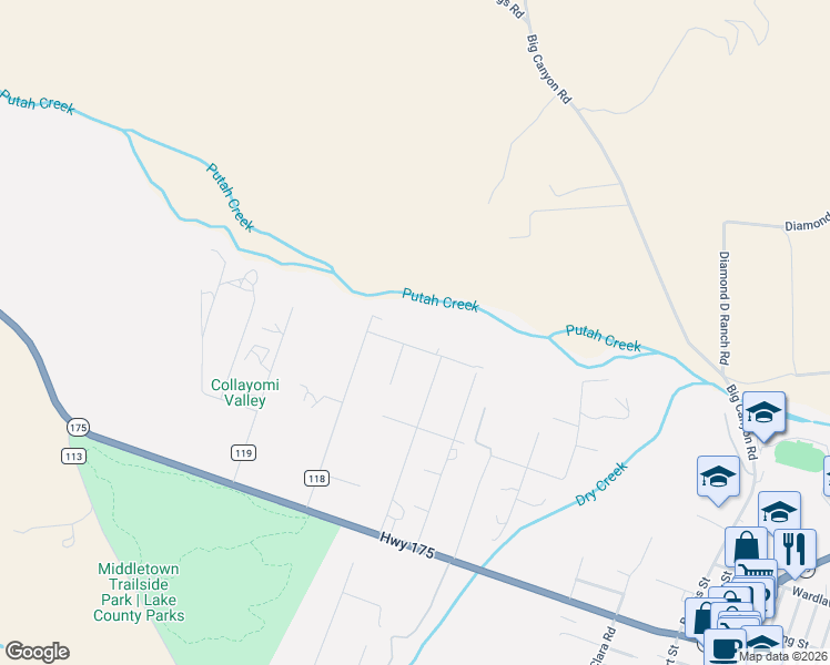 map of restaurants, bars, coffee shops, grocery stores, and more near 15080 Poppy Lane in Middletown