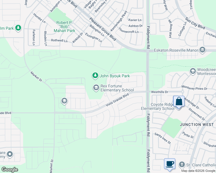 map of restaurants, bars, coffee shops, grocery stores, and more near 5161 Creekhollow Way in Roseville