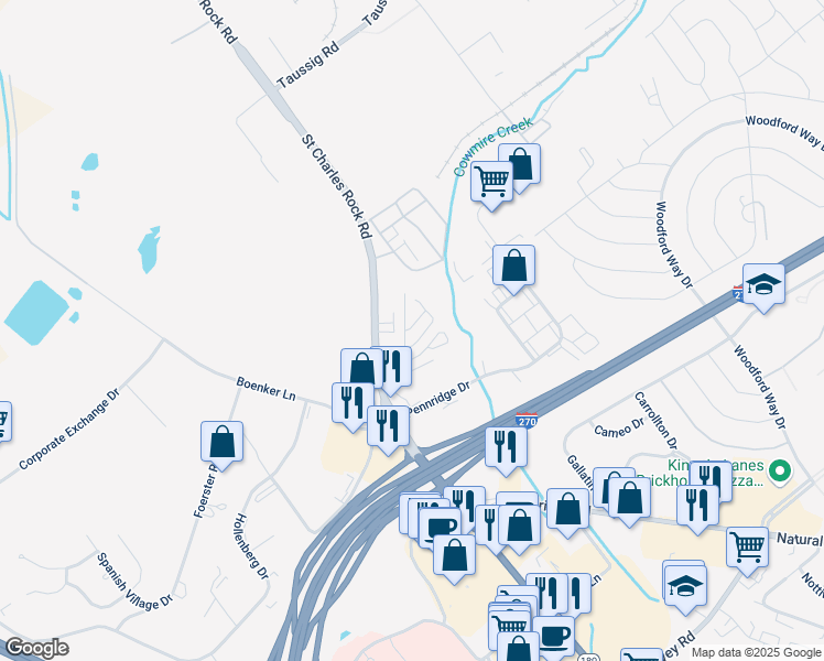 map of restaurants, bars, coffee shops, grocery stores, and more near 22 Mobile Drive in Bridgeton