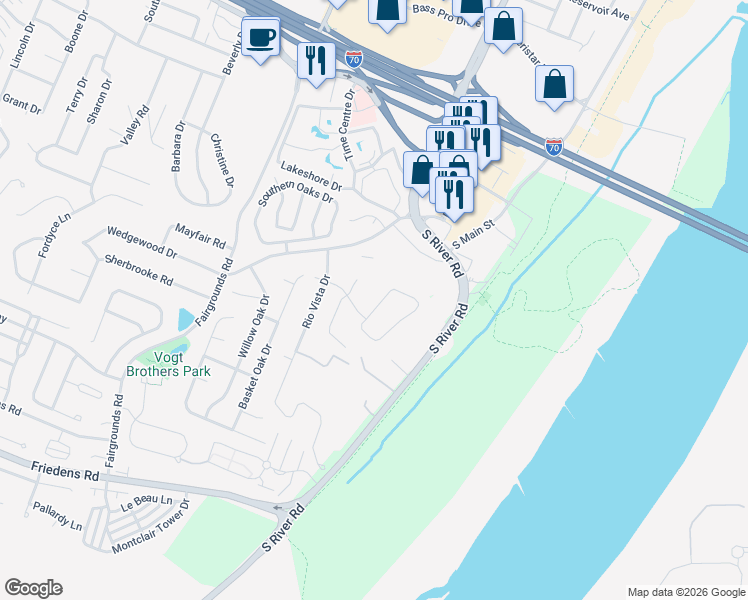 map of restaurants, bars, coffee shops, grocery stores, and more near 41 San Carlos Drive in Saint Charles
