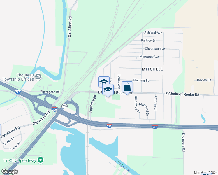 map of restaurants, bars, coffee shops, grocery stores, and more near 125 Big 4 Place in Granite City