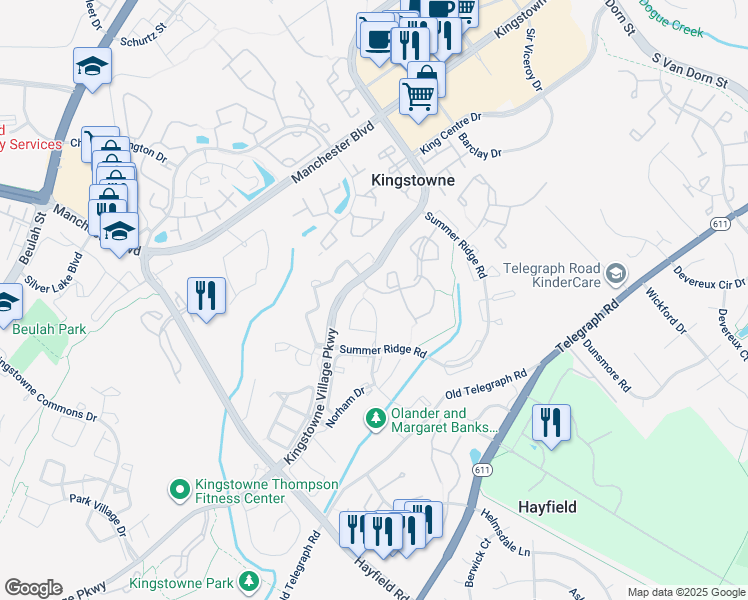 map of restaurants, bars, coffee shops, grocery stores, and more near 5940 Wescott Hills Way in Alexandria