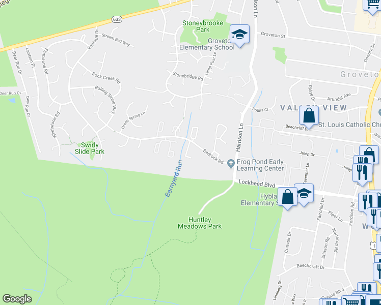 map of restaurants, bars, coffee shops, grocery stores, and more near 7223 Parson's Court in Alexandria