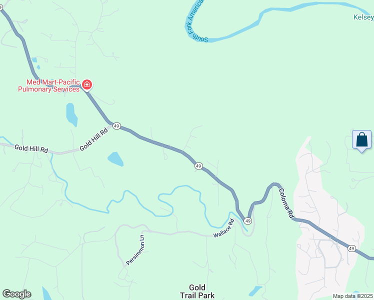 map of restaurants, bars, coffee shops, grocery stores, and more near 1297 Gold Rush Lane in Placerville