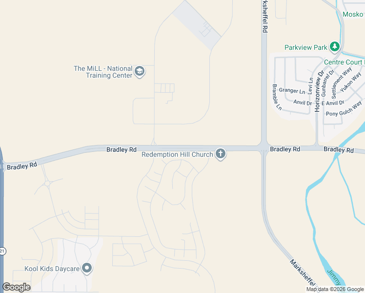 map of restaurants, bars, coffee shops, grocery stores, and more near Bradley Road in Colorado Springs