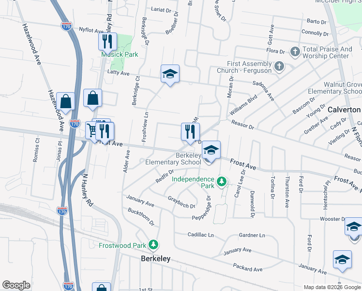 map of restaurants, bars, coffee shops, grocery stores, and more near 6812 Waterleigh Drive in Berkeley