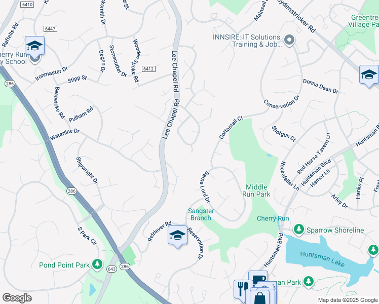 map of restaurants, bars, coffee shops, grocery stores, and more near 9430 Onion Patch Drive in Burke