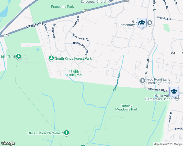 map of restaurants, bars, coffee shops, grocery stores, and more near 4107 Bedrock Court in Alexandria