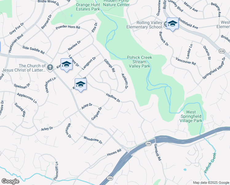 map of restaurants, bars, coffee shops, grocery stores, and more near 7023 Ashbury Drive in Springfield