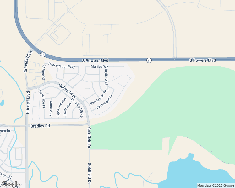 map of restaurants, bars, coffee shops, grocery stores, and more near 6316 San Mateo Drive in Colorado Springs