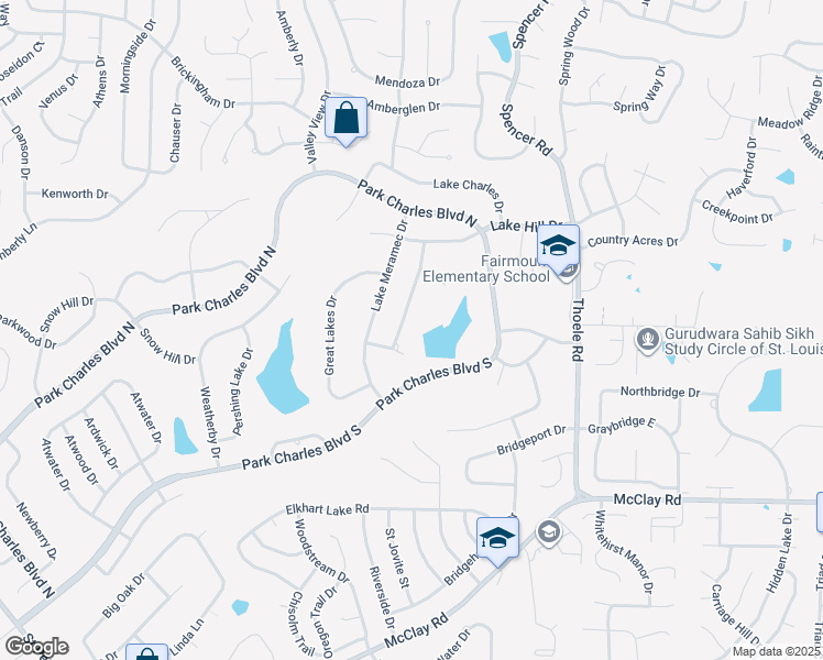 map of restaurants, bars, coffee shops, grocery stores, and more near 6 Lake Superior Drive in Saint Peters