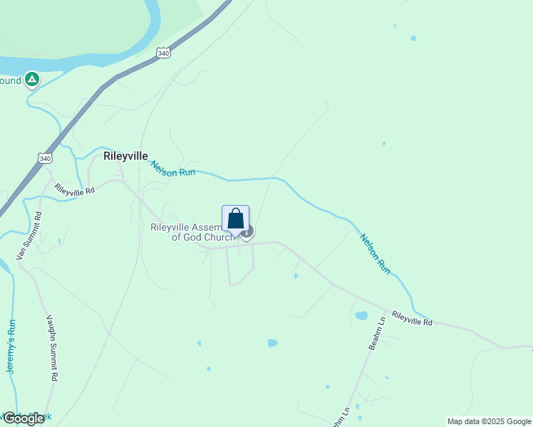 map of restaurants, bars, coffee shops, grocery stores, and more near 182 Young Road in Rileyville