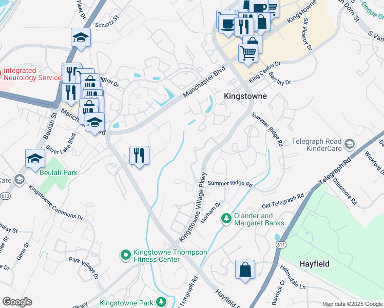 map of restaurants, bars, coffee shops, grocery stores, and more near 6106 Joust Ln in Alexandria