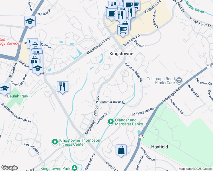 map of restaurants, bars, coffee shops, grocery stores, and more near 5954 Wescott Hills Way in Alexandria