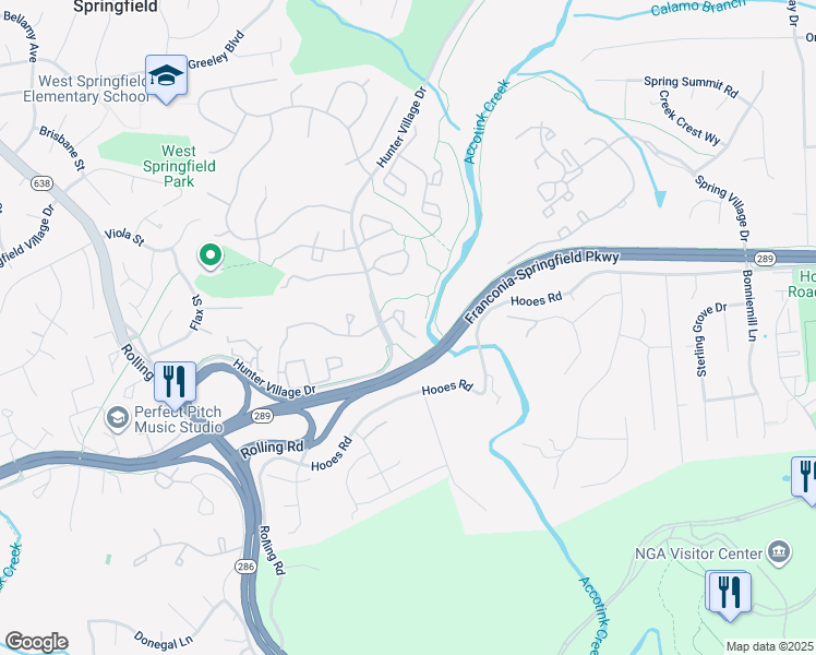 map of restaurants, bars, coffee shops, grocery stores, and more near 7702 Rockledge Court in West Springfield