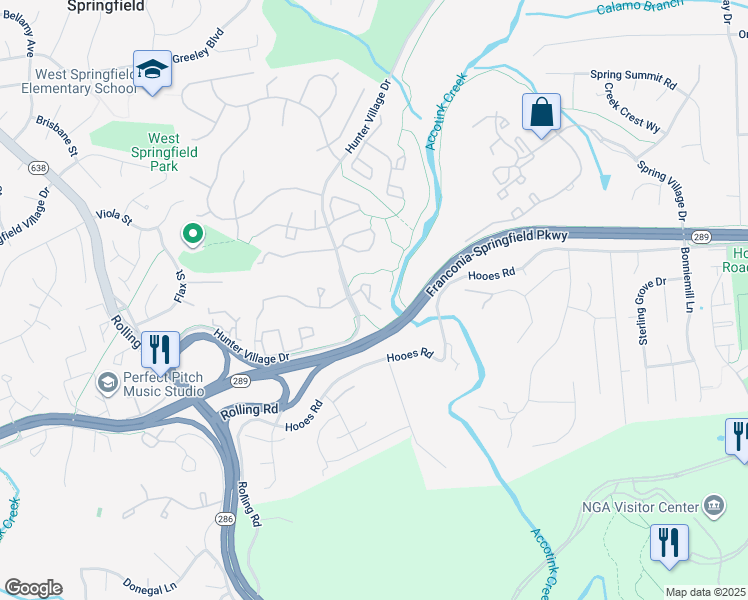 map of restaurants, bars, coffee shops, grocery stores, and more near 7702 Rockledge Court in West Springfield