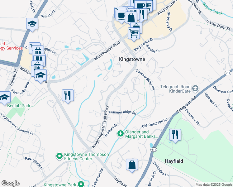 map of restaurants, bars, coffee shops, grocery stores, and more near 5952 Wescott Hills Way in Alexandria
