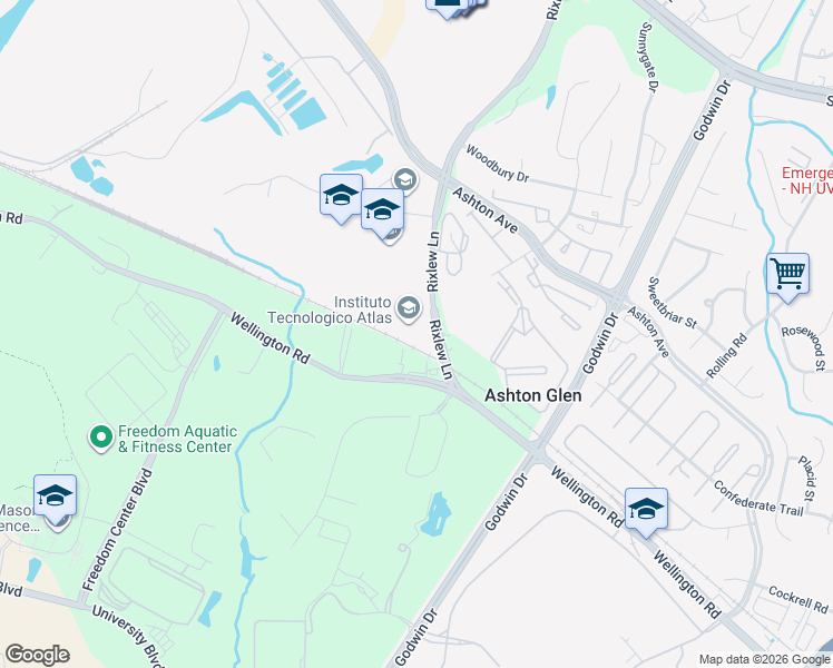 map of restaurants, bars, coffee shops, grocery stores, and more near 8886 Rixlew Lane in Manassas