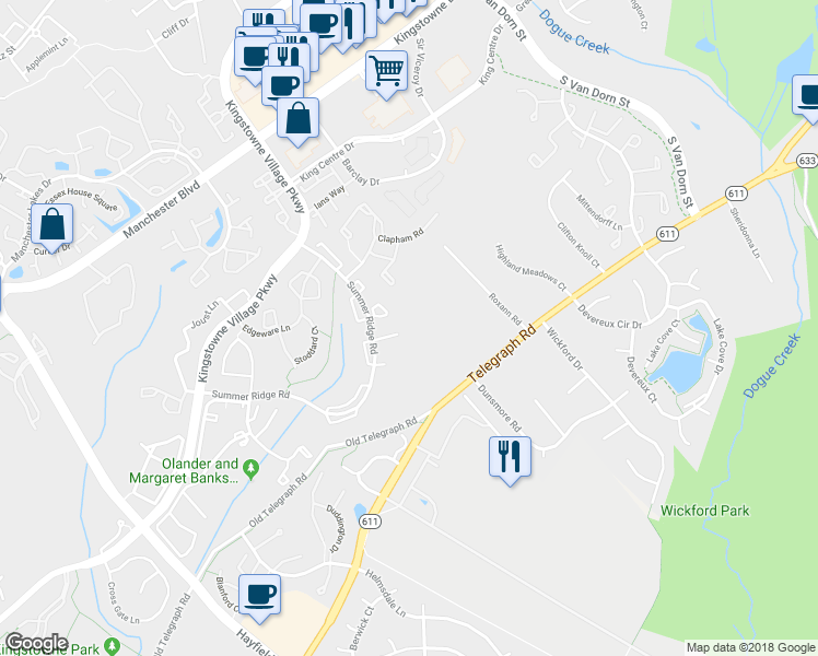 map of restaurants, bars, coffee shops, grocery stores, and more near 5310 Buxton Court in Alexandria