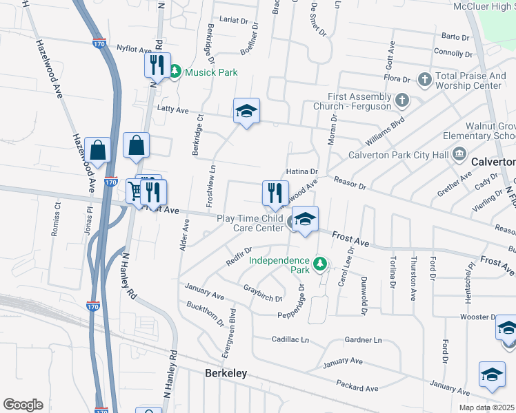 map of restaurants, bars, coffee shops, grocery stores, and more near 8400 Chalons Court in Berkeley